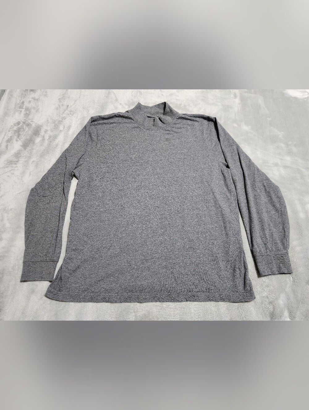 L.L. Bean Gray Cotton Mock Turtleneck Long Sleeve Tee XL Reg